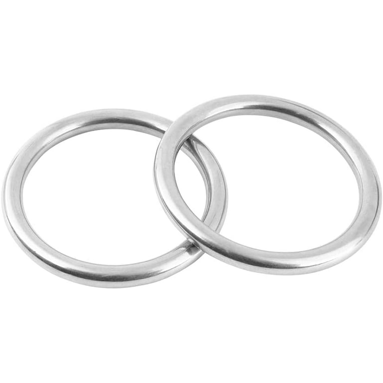 AIVOOF 4 Metal O-Ring, 2 Pack 304 Seamless Welding Stainless Steel Rings  Heavy Duty Smooth Solid Multi-Purpose Big Ring for for Crafts, 10mm x 80mm