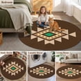 thumbnail image 5 of Brown Green Boho Large Round Rug 8 FT, Non Slip Living Room Area Carpet, Vintage Southwest Abstract Geometric Washable Soft Circle Rug Non-Shedding Floor Carpet for Bedroom Office Dining Room, 5 of 9