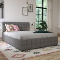 thumbnail image 4 of CosmoLiving by Cosmopolitan Elizabeth Upholstered Bed with Storage, Queen, Light Grey Linen, 4 of 20
