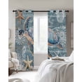 thumbnail image 2 of Blackout Curtains for Bedroom, Blue Turtle Coastal Room Darkening Window Drapes for Living Room, Summer Beach Nautical Starfish Coral Thermal Insulated Grommet Curtains, 52x63 inch, 2 Panels, 2 of 9