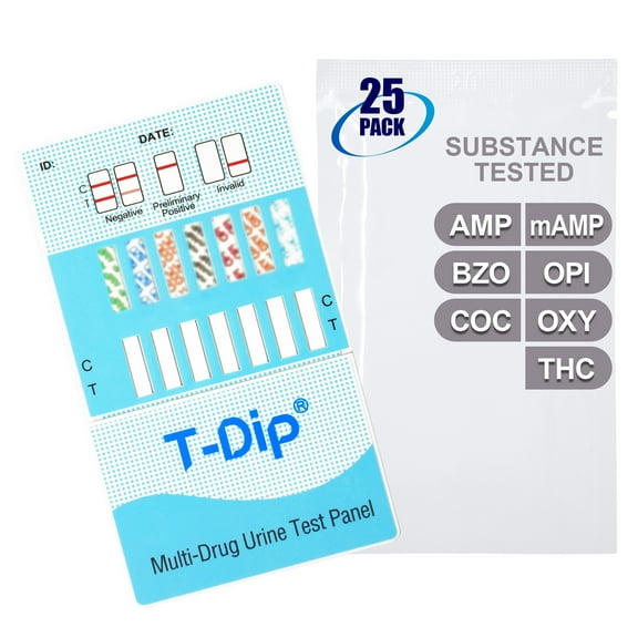 Mintegrity [25pk] - 7-Panel Dip Card Instant Urine Drug Test - (AMP/BZO/COC/mAMP/OPI/OXY/THC) #MT-WDOA-274