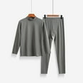 thumbnail image 4 of KKBOTIVE Mens Base Layer - Base Layer Men Lightweight Compression Long Sleeve Tops Bottoms Long Johns Sleepwear Loungewear #03 Grey & Size XXXXL, 4 of 4