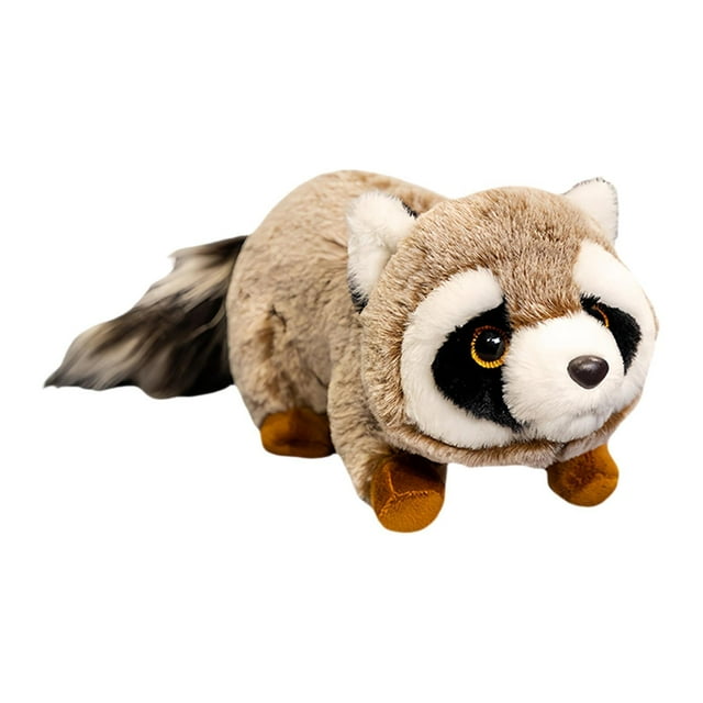 Mapache de peluche, juguete coleccionable para decoración de habitación Marrón