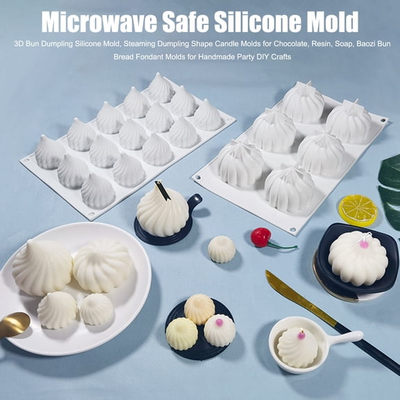 3D Bun Dumpling Silicone Mold, Steaming Dumpling Shape Candle Molds for Chocolate, Resin, Soap, Baozi Bun Bread Fondant Molds for Handmade Party DIY Crafts