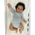 thumbnail image 2 of 20 Inches Tamaño de Bebé Real Dulce Sonriente Enraizado Cabello Rizado Realista Afroamericano Bebé Renacido Muñeca Realista Recién Nacido Cuerpo de Tela Suave Muñecas en Piel Castaño Oscuro, 2 of 7