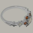 thumbnail image 4 of LBG British Made 14k White Gold Ring with Natural Opal & Garnet Womens Anniversary Ring - 33 size options - Size 4, 4 of 7