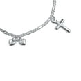 thumbnail image 2 of Bling Jewelry Womens Religious Dangling Hearts Cross Charm Bracelet Sterling Silver 6" Small Wrist, 2 of 6