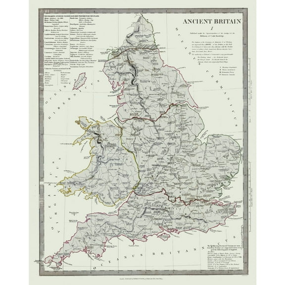 Historic Map - Britain Ancient - Baldwin 1830 - 23 x 28.81 - Vintage Wall Art