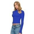 thumbnail image 4 of M&M SCRUBS Women's Long Sleeve Crop Tops Buttery Soft Y2K Baby Tee Super Stretch Casual, Workout Shorts T-Shirts (True Royal Blue, XX-Large), 4 of 6