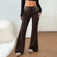 thumbnail image 2 of Wxolcjlv Women's Leopard Foldover Flare Pants Ruched Waist Stretch Fitness Bell Bottoms, 2 of 7