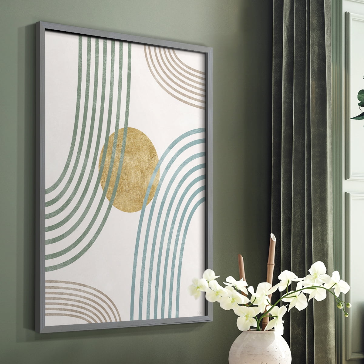 Modern Flow in Gray Solid Wood 11 x 14 Framed Print