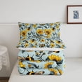 thumbnail image 5 of Erosebridal Watercolor Bug Bee King Size Comforter Sets,Rustic Florals Comforters King Size,Teal Yellow,Reversible,3pcs,1 Comforter and 2 Pillowcases, 5 of 7