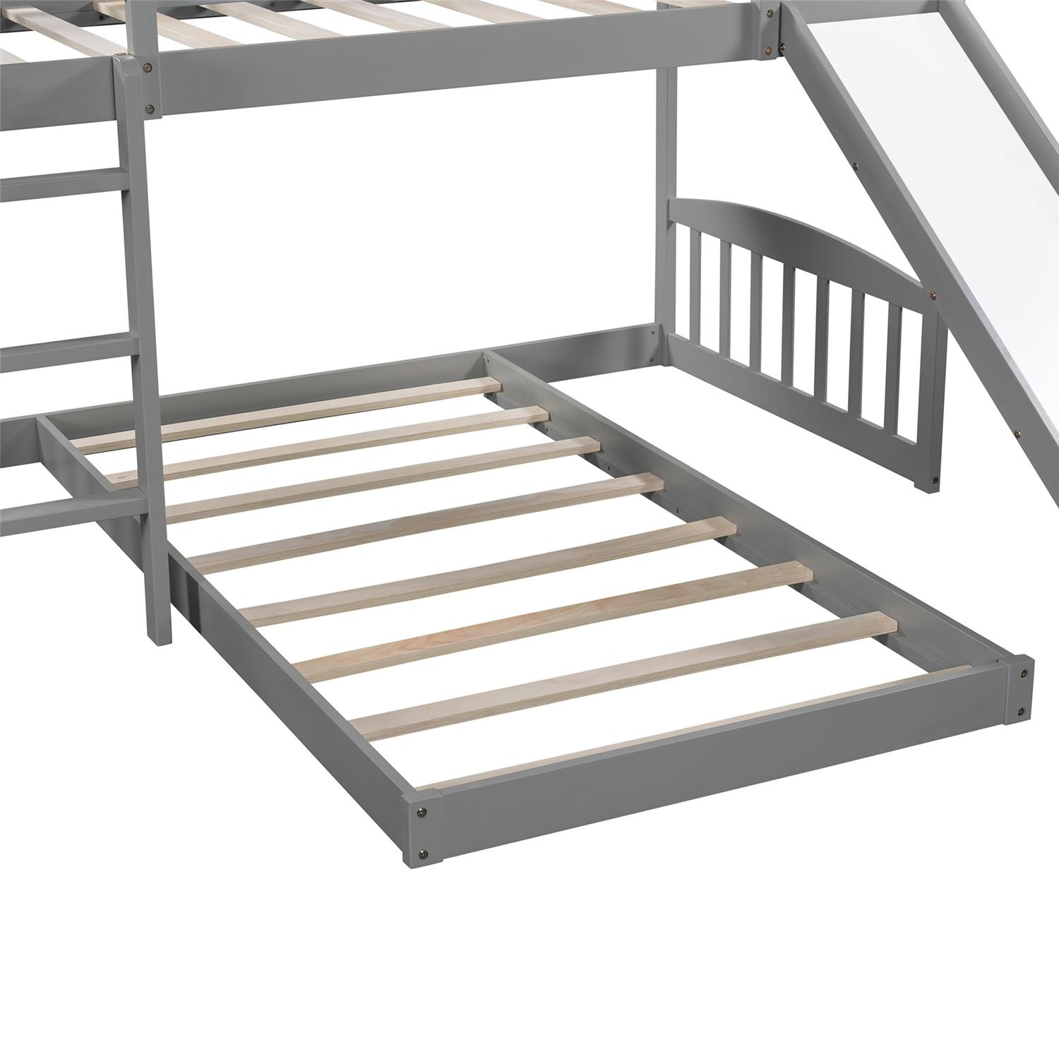 Buy Twin Over Twin Bunk Bed with Slide and Ladder, Guard Rail, Solid ...