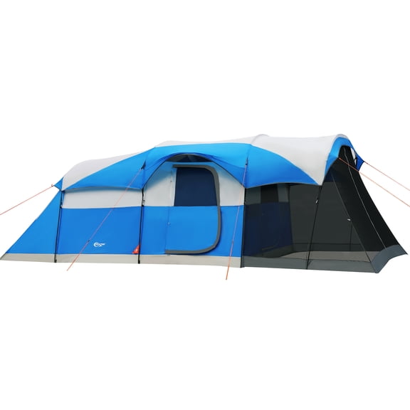 PORTAL 8 Person Camping Tent, Portable Cabin Tent for Family with Rainfly and Screen Porch, 20ft * 8ft * 74in, Blue