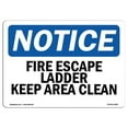 thumbnail image 1 of SignMission OS-NS-A-1824-L-12580 18 x 24 in. OSHA Notice Sign - Fire Escape Ladder Keep Area Clear, 1 of 1