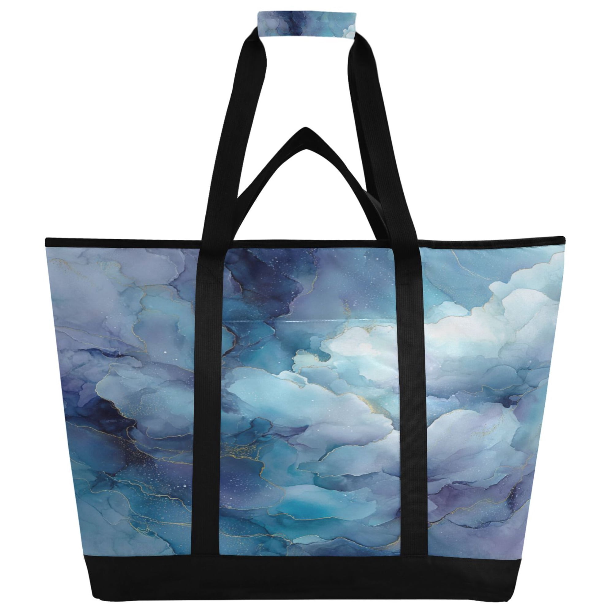 Extra-Large Wide Opening Design Capacity Hand-Held Ice Pack Thickened Insulation Layer For Long-Lasting Cold Retention For Outdoor Shopping Picnics And Camping Celestial Cloud Texture Print