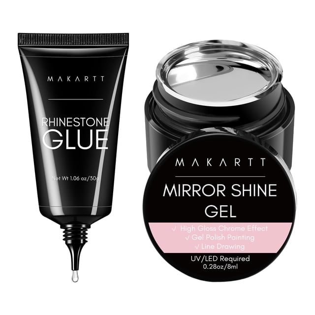 Kit de pegamento de diamantes de imitación con esmalte de uñas en gel cromado Makartt