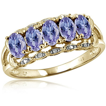 JewelersClub 1.20 Carat Tanzanite Gemstone and 1/20 Carat White Diamond Ring