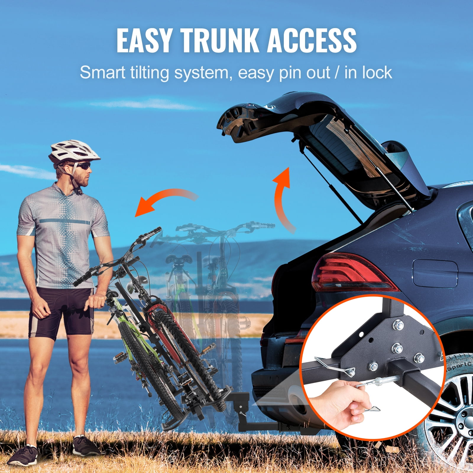 VEVOR Hitch Mount Bike Rack, 2-Bike Platform Style, 160 LBS Max Capacity Bike Rack Hitch for 2-inch Receiver, Titling and Folding Bike Carrier with Tires up to 5" Wide, for Car, SUV, Truck, RV