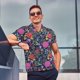 thumbnail image 4 of Balery Floral Camisa Polo de Hombre con Estampado, de Manga Corta y Tejido Medio, Camisa Tipo Golf Polo-Medium, 4 of 6