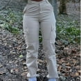 thumbnail image 2 of Mono de mujer de color sólido europeo y americano, pantalones casuales de cintura alta con múltiples bolsillos, de moda y a la moda, que combinan con todo, 2 of 6