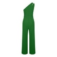 thumbnail image 4 of Sevevn Fashion Women's One Shoulder Sleeveless Zipper Solid Color Jumpsuit Green L Family Gifts, 4 of 6