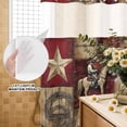 thumbnail image 2 of No Hook Shower Curtain with Built-in Rings - Western Farmhouse Washable Waterproof Fabric Bathroom Curtains for Hotel,Rentals, Stall 36 X 72 Inch , Vintage Wood Texture Barn Star Red Gray, 2 of 9