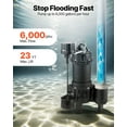 thumbnail image 3 of VEVOR Submersible Sewage Pump, 3/4 HP, 6000 GPH Cast Iron Sewage/Effluent Pump with Automatic Tethered Float Switch, 2-Inch NPT Discharge, 120V, 23 ft Max Lift, for Basement, Septic Tank, 3 of 9
