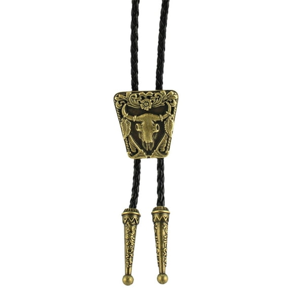 Apooke Cowboy Metal Longhorn Bolo Tie Longhorn Necktie for Shirt Jeans Western Necklace Braided Shoestring Necktie Bolo Tie