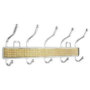 Hook Rack Wall Mounted Hook for Coats, Jackets, Towels,Purses and More. 5 Double Hooks Elegant Chrome and Gold Gold Square Bling Diamonds