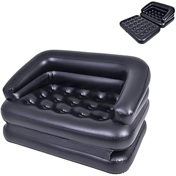 Inflatable Couch Air Sofa Bed, Blow Up Sofa for Camping Waterproof, Black
