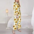 thumbnail image 3 of Yiaed Sunflowers Print Pajamas Women's Long Sleeve Sleepwear Soft Button Down Loungewear Pjs Lounge Set Nightwear Womens Pajama Pants-Small, 3 of 7