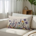 thumbnail image 3 of Spring Floral King Size Pillow Cover, Pillowcase Protectors with Zipper, Breathable Decorative Throw Pillow Case Cover, Purple Flowers Summer Botanical Rustic Pillow Shams for Couch Sofa 20x36Inch, 3 of 8