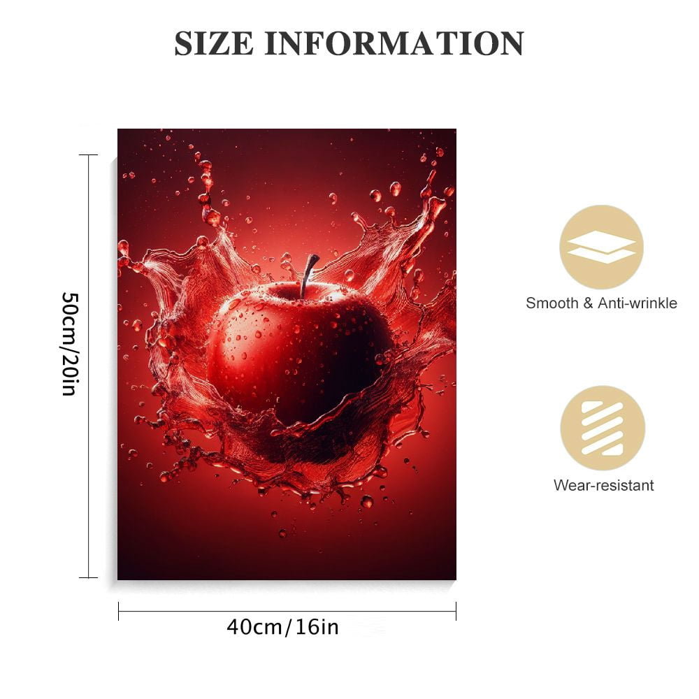 COMIO Kitchen Wall Decor Canvas Art, Red Apple Fruit Canvas Print for Dining Room Decor, Contemporary Fruit Picture Kitchen Painting for Restaurant Decor