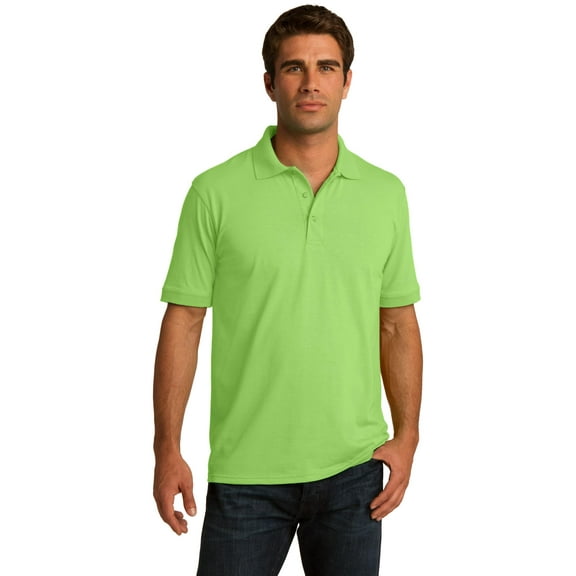 Port & Company KP55 Mens Core Blend Jersey Knit Polo T-Shirt, Lime - Medium