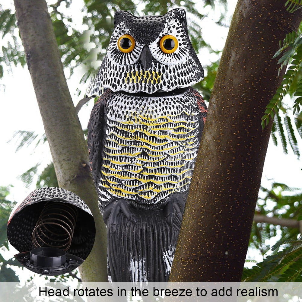 Spptty Predator Decoy, Rotating Head Owl Decoy Protection Repellent