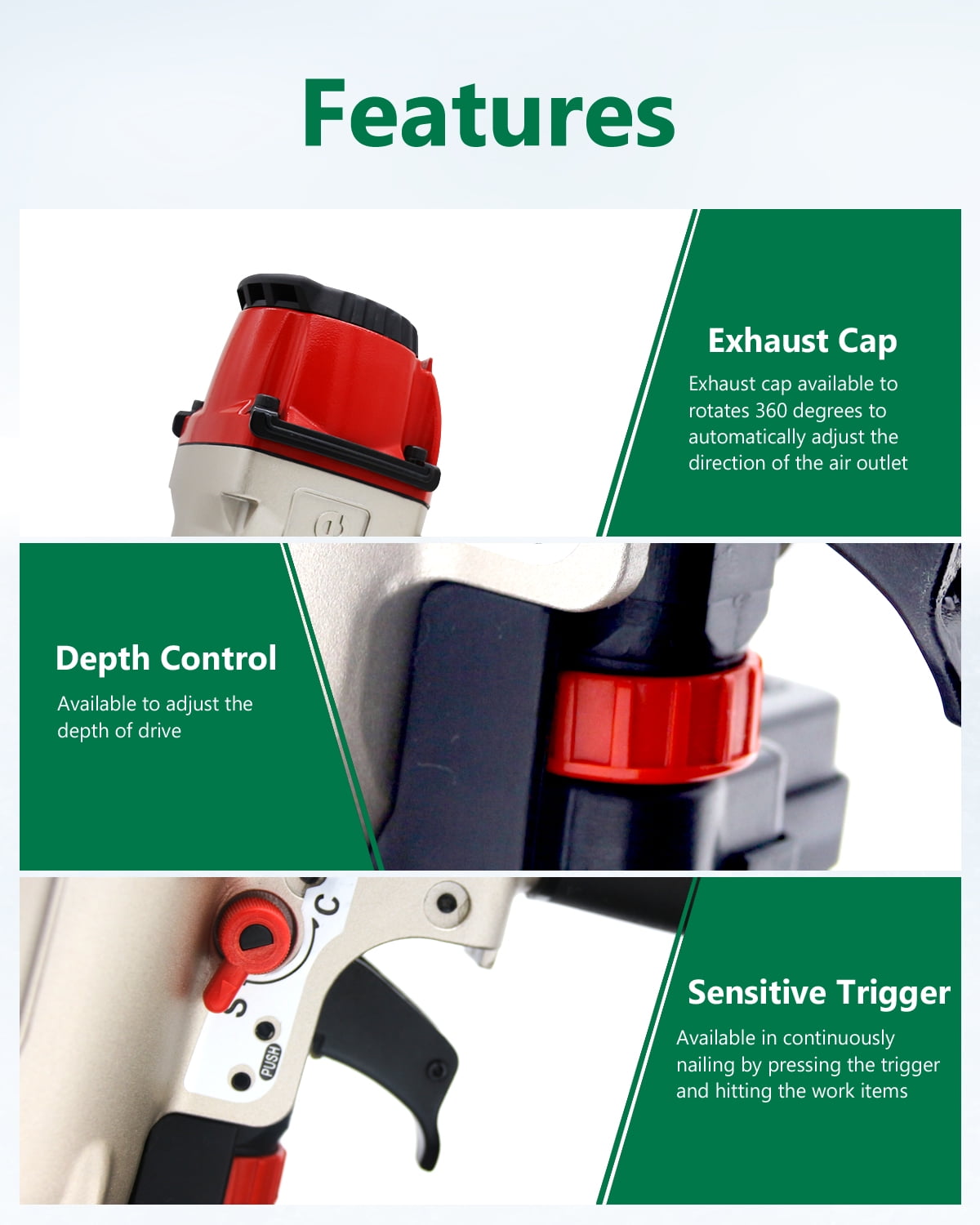 meite CN65 Pneumatic Coil Siding Nails Nailer Wood Working Guns for 15 Degree 1-1/2-inch to 2-1/2-inch Length Nails