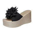 thumbnail image 6 of HomeDM Women's Wedge Slides Sandal Espadrilles Platform Open Toe Slip On Summer High Heel Sandals, Black Size 5.5, 6 of 7