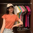 thumbnail image 2 of Verano De Color Sólido Camiseta Corta De Las Mujeres De Manga Casual Simple Toppangjing, 2 of 4
