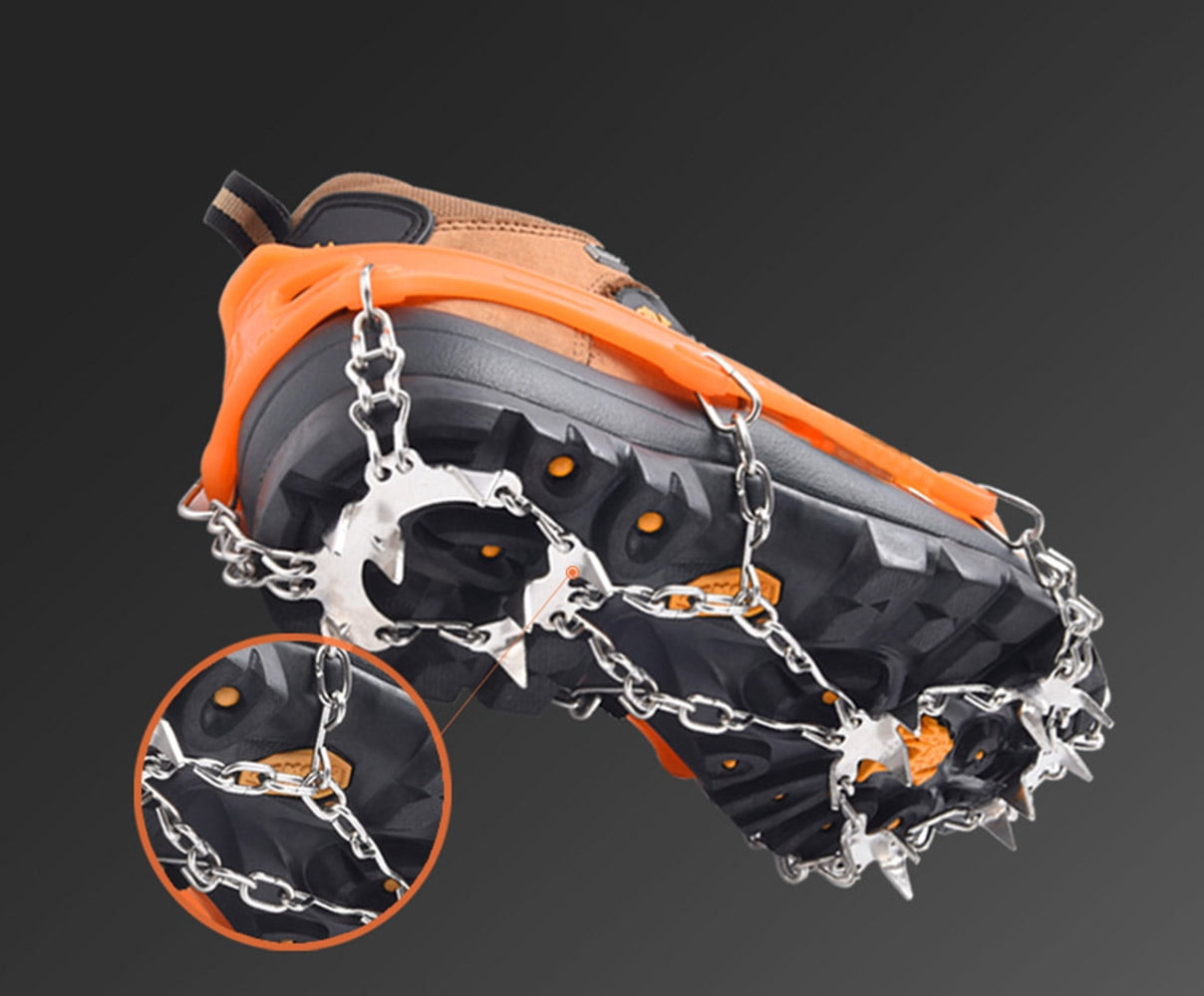 Details about   CHIVENIDO Crampons Ice Cleats Traction Cleats Stainless Steel w/ 19 Microspokes 