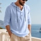 thumbnail image 1 of pstuiky hombres de manga larga, Suéter playero informal de manga larga con capucha y cordón ajustable para hombre tops de invierno para hombre m, 1 of 5