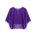 thumbnail image 6 of Zaldita Women's Chiffon Sheer Shrug Cropped Bolero Cardigan Evening Cape Wrap Dress Cover Up Purple One Size, 6 of 7
