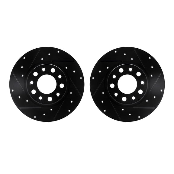 Dynamic Friction Company Rear Brake Rotors-Drilled and Slotted-Black 8002-42024