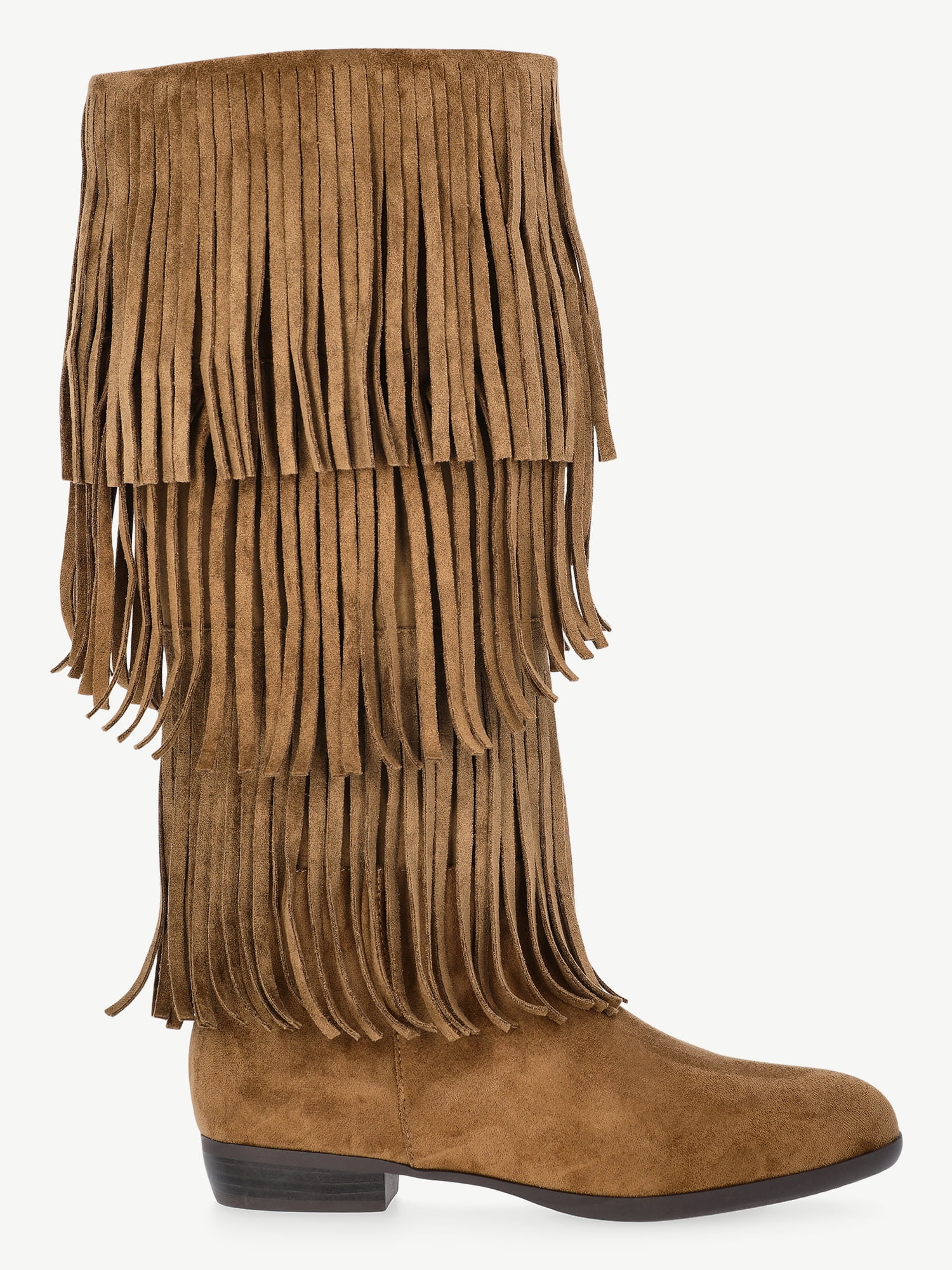 No Boundaries Tall Faux Suede Fringe Boots, Women's
