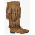 thumbnail image 3 of No Boundaries Tall Faux Suede Fringe Boots, Women's, 3 of 8