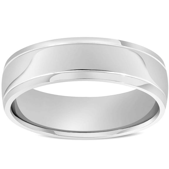 Pompeii 6mm High Polished Dome Wedding Band 14K White Gold (,)