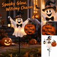 thumbnail image 4 of Halloween Ghost Garden Stake Light 11.8in Vintage Patchwork Resin Outdoor Decorative Landscape Lamp for Courtyard, Pathway & Lawn, 4 of 4