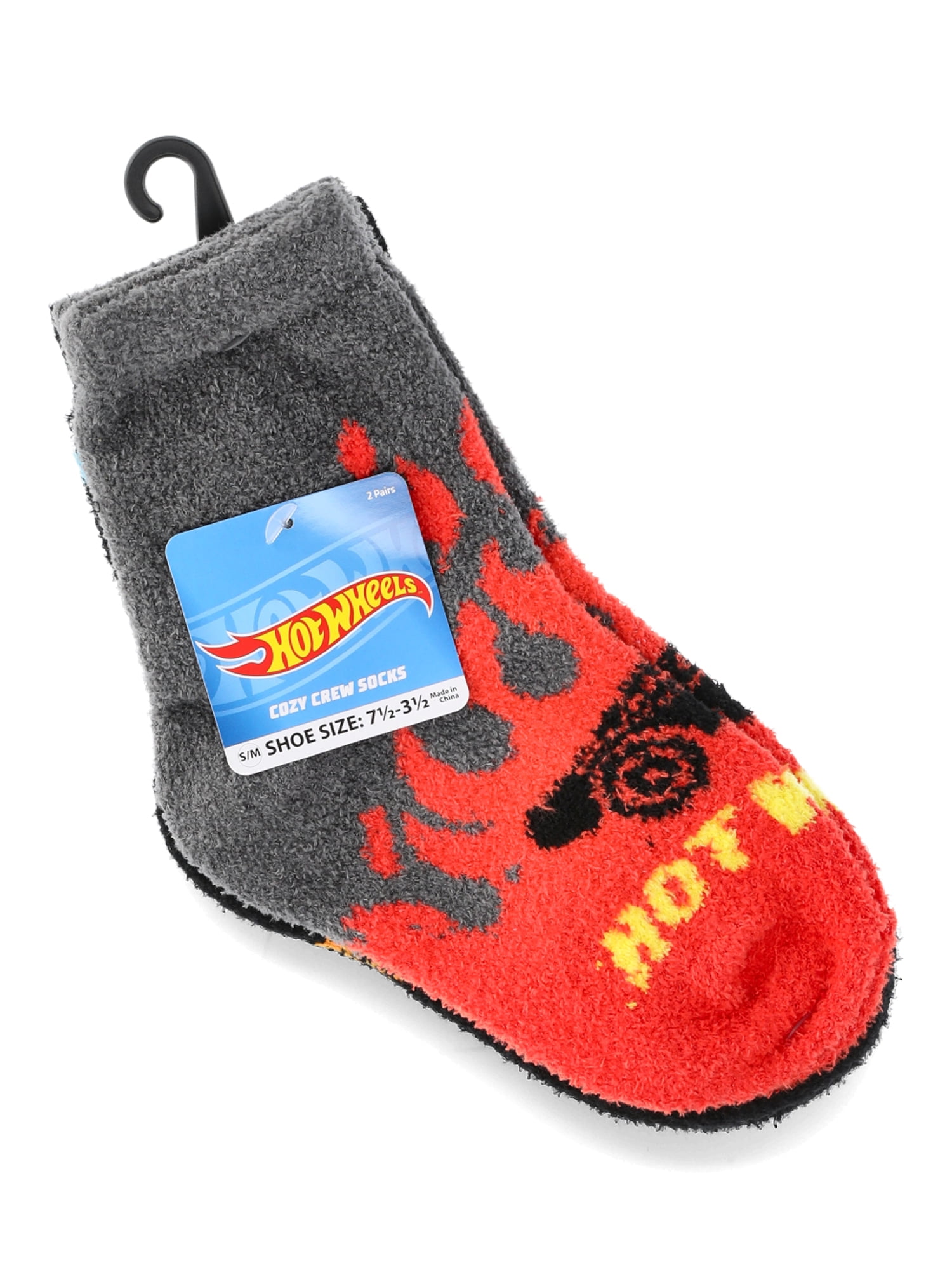 Hot Wheels Boys Cozy Socks, 2-Pack, Sizes S/M-M/L