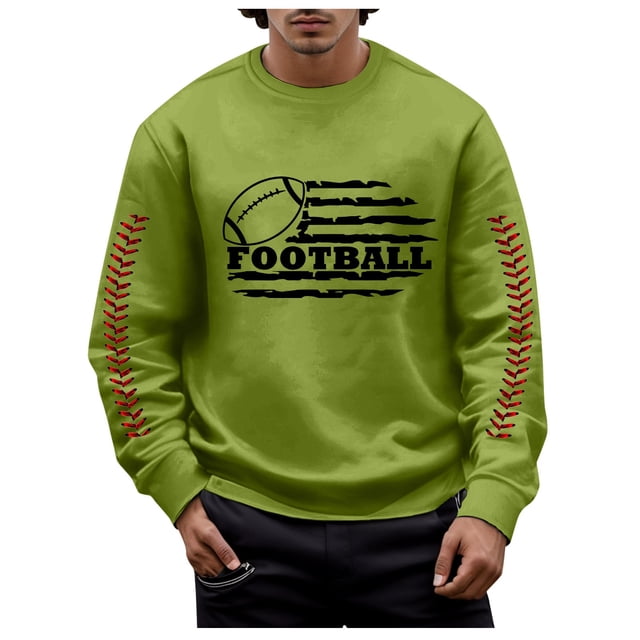 Chandail en Molleton à Col Rond Imprimé Rugby Automne Hiver pour Hommes, Chaud et Confortable, Mode Sans Capuche, Chandail Décontracté