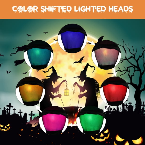 Alvantor 63 in Lighted Halloween Witch Decoration with 3 Witches, Color-Changing Heads and Scary Sounds, Black